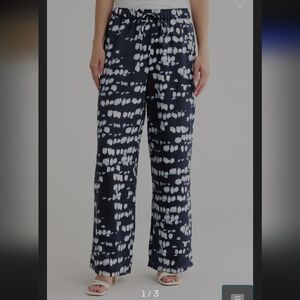 Calvin Klein Womens Satin Drawstring Wide Leg Pants Sz. XL